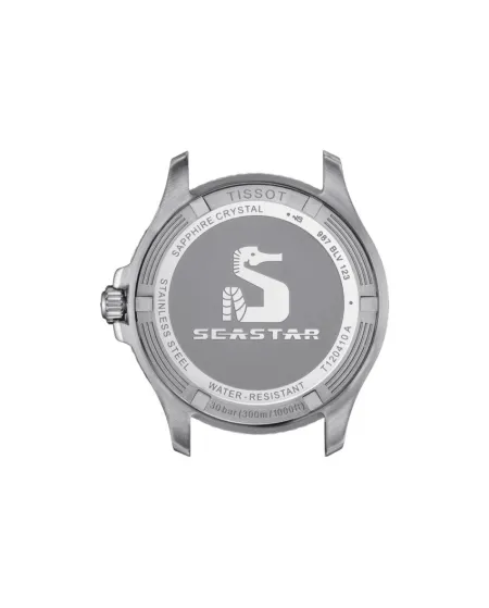 Tissot Seastar 1000 40 mm watch with black dial and steel bracelet