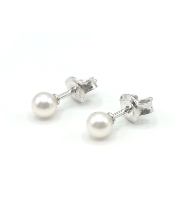 Boucles d'Oreilles Mikimoto avec Perles 4.0 x 4.5 mm et Or Blanc
