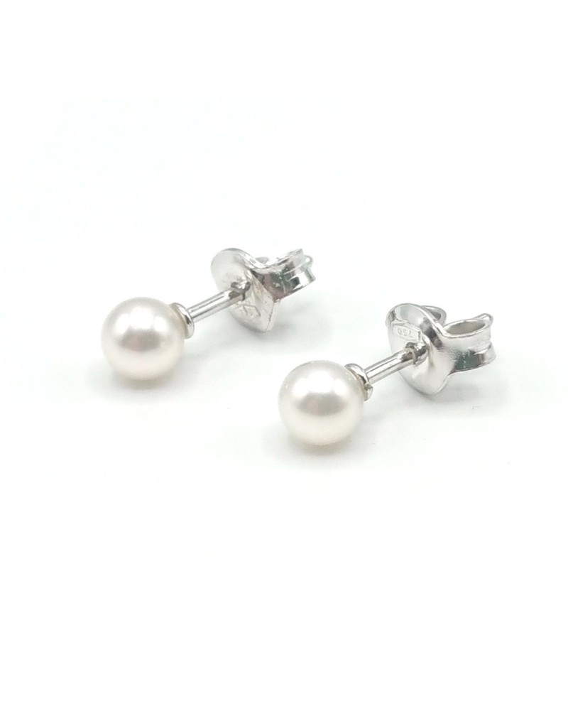 Orecchini Mikimoto con Perle 4.0 x 4.5 mm e Oro Bianco