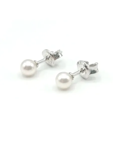 Orecchini Mikimoto con Perle 4.0 x 4.5 mm e Oro Bianco