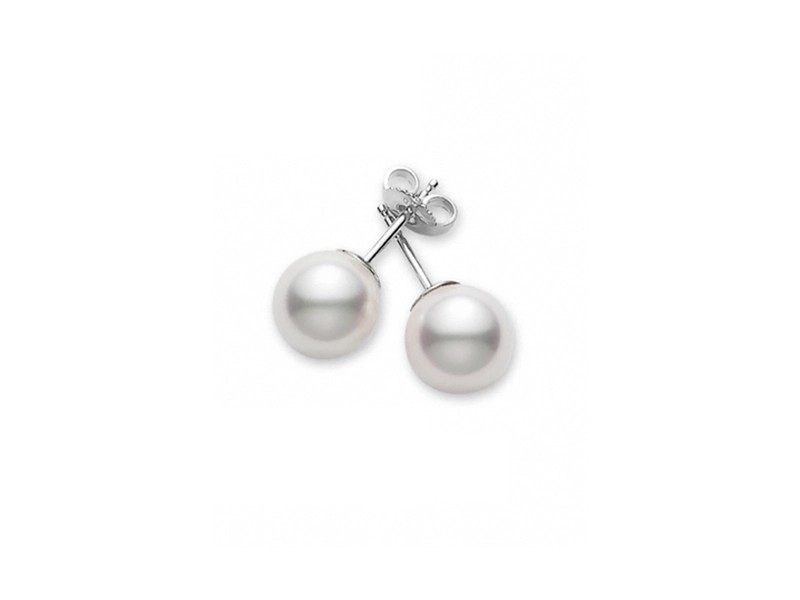 Boucles d'Oreilles Mikimoto avec Perles AA 7.0 x 7.5 mm et Or Blanc