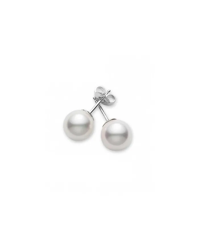 Mikimoto Earrings with Pearls 5.5 x 6.0 mm and White Gold