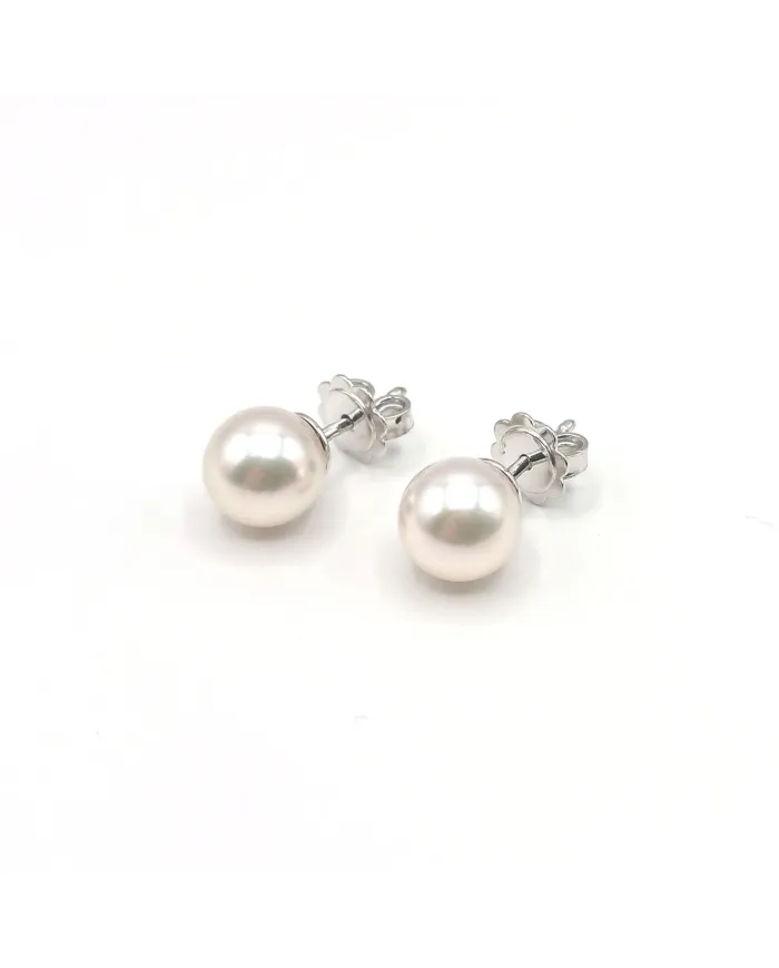 Boucles d'Oreilles Mikimoto avec Perles A+ 6.0 x 6.5 mm et Or Blanc