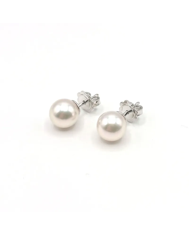 Boucles d'Oreilles Mikimoto avec Perles A+ 6.0 x 6.5 mm et Or Blanc