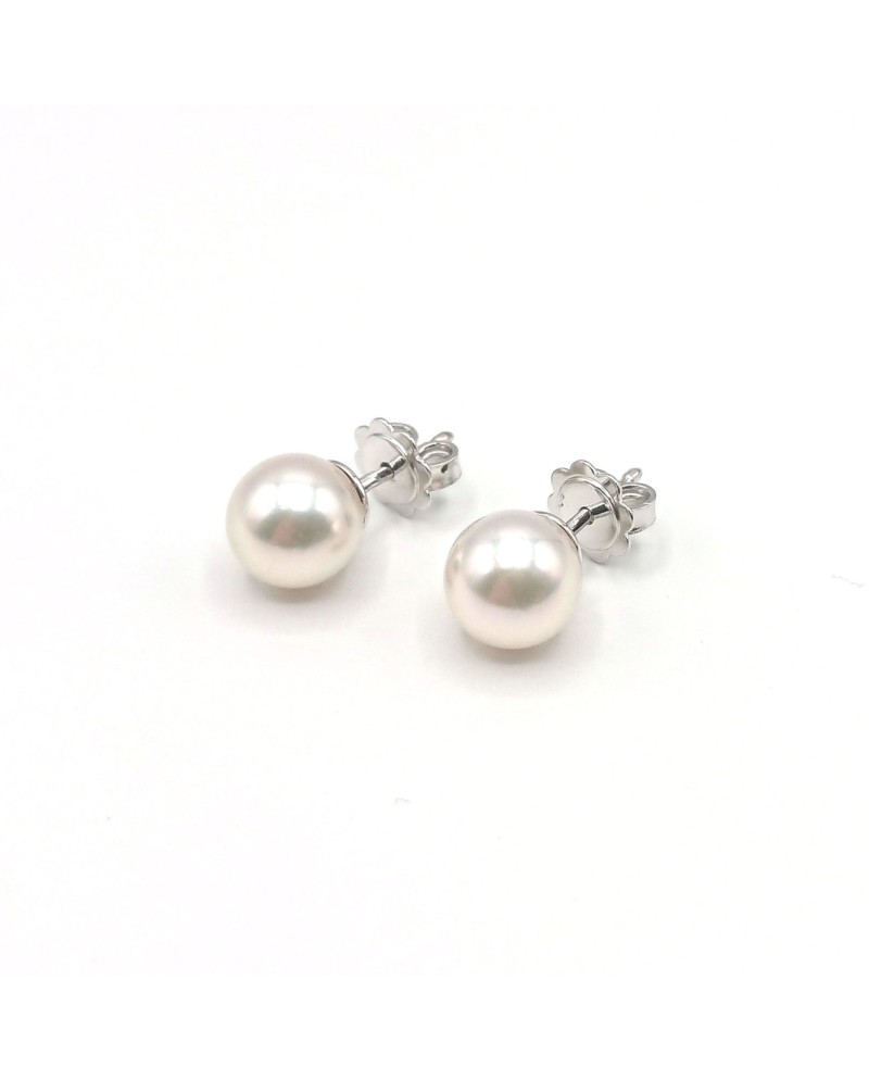 Orecchini Mikimoto con Perle A+ 6.0 x 6.5 mm e Oro Bianco