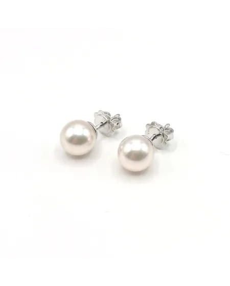 Mikimoto Earrings with Pearls AA 6.0 x 6.5 mm and White Gold