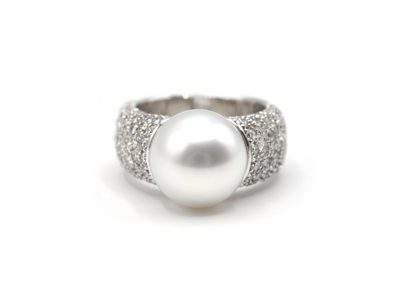 Bague Mikimoto en Or Blanc avec Perle et Diamants