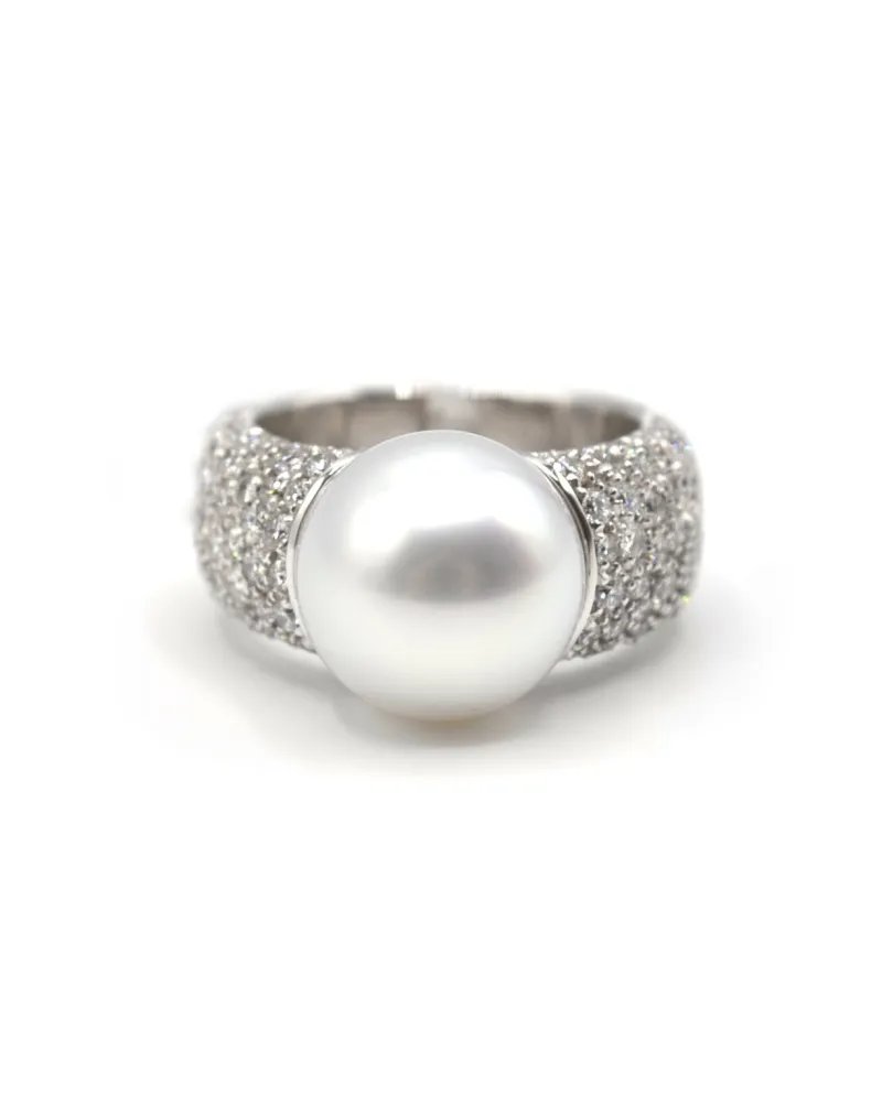 Bague Mikimoto en Or Blanc avec Perle et Diamants