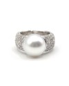 Mikimoto Ring in White Gold with Pearl and Diamonds
