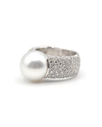 Bague Mikimoto en Or Blanc avec Perle et Diamants