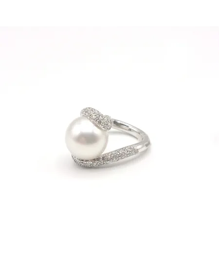 Bague Mikimoto en Or Blanc avec Perle et Diamants