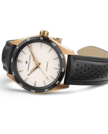 Hamilton Jazzmaster Performer Auto Pvd Watch with White Dial and Leather Strap
