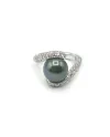 Bague Mikimoto en Or Blanc avec Perle Noire et Diamants
