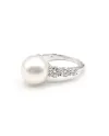 Anello Mikimoto in Oro Bianco con Perla e Diamanti