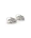 Boucles d'Oreilles Mikimoto en Or Blanc avec Perles et Diamants