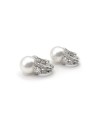 Mikimoto Earrings in White Gold with Pearls and Diamonds