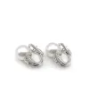 Boucles d'Oreilles Mikimoto en Or Blanc avec Perles et Diamants