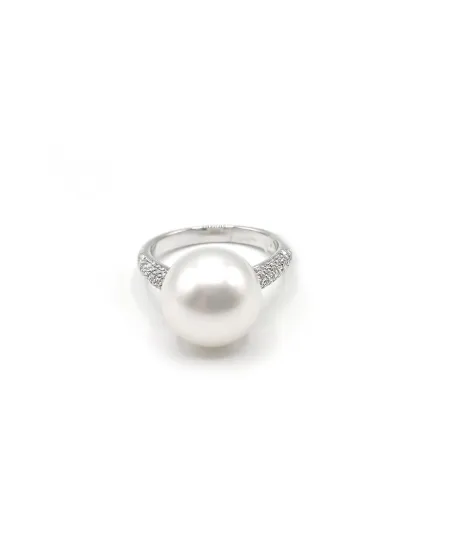 Bague Mikimoto en Or Blanc avec Perle et Diamants