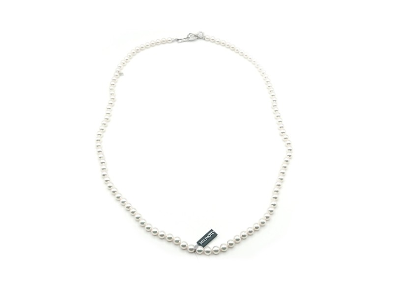 Collier Mikimoto avec Perles, Diamants et Or Blanc