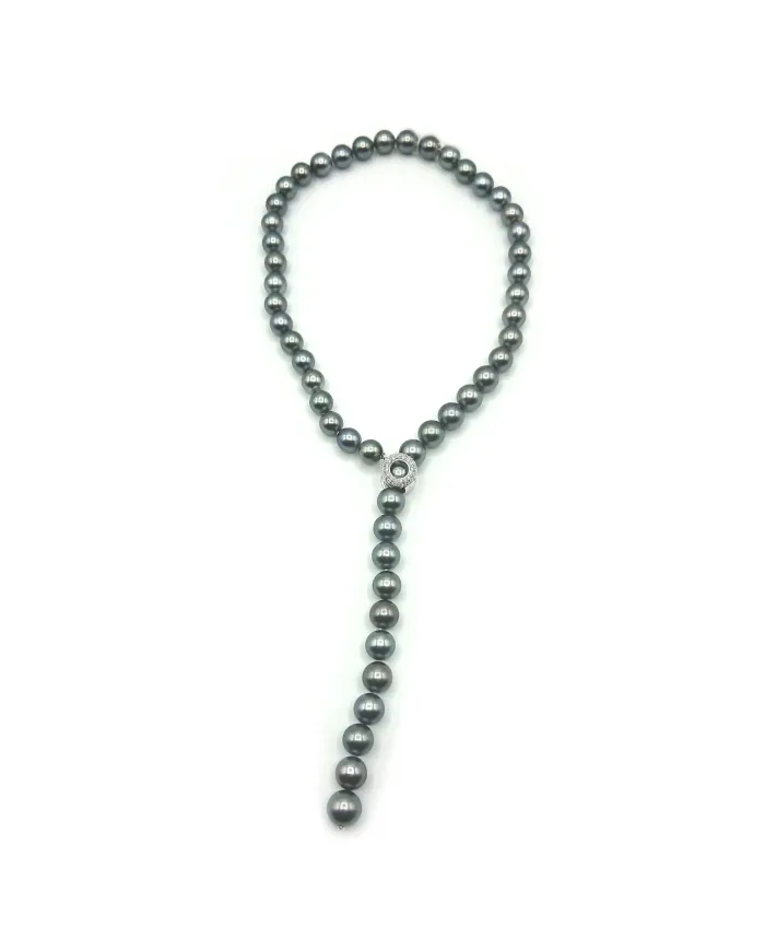 Collier Mikimoto avec Perles de Tahiti, Diamants et Or Blanc