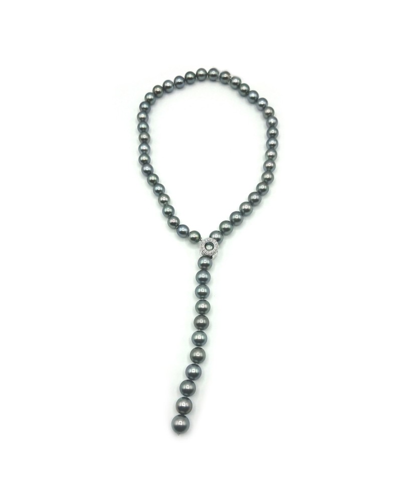 Collana Mikimoto con Perle Tahiti, Diamanti e Oro Bianco