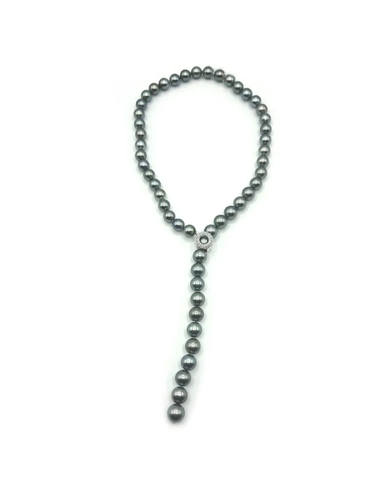 Collana Mikimoto con Perle Tahiti, Diamanti e Oro Bianco