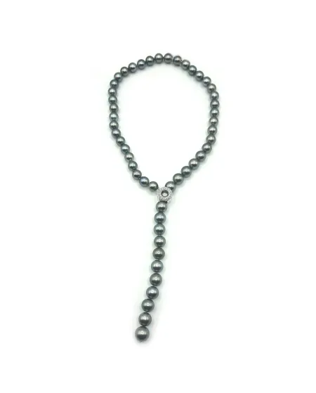 Collier Mikimoto avec Perles de Tahiti, Diamants et Or Blanc