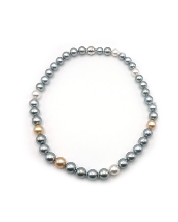 Collier Mikimoto avec Perles Multicolores et Or Blanc