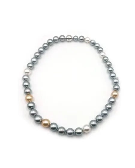 Collana Mikimoto con Perle Multicolor e Oro Bianco