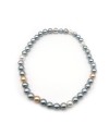 Collier Mikimoto avec Perles Multicolores et Or Blanc