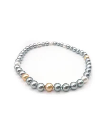 Collier Mikimoto avec Perles Multicolores et Or Blanc