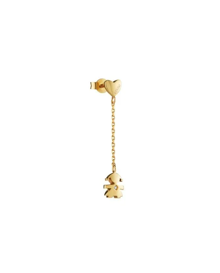 Le Bebé Les Petits Single Earring in Yellow Gold with Baby, Heart and Diamond