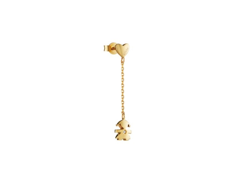Le Bebé Les Petits Single Earring in Yellow Gold with Baby, Heart and Diamond