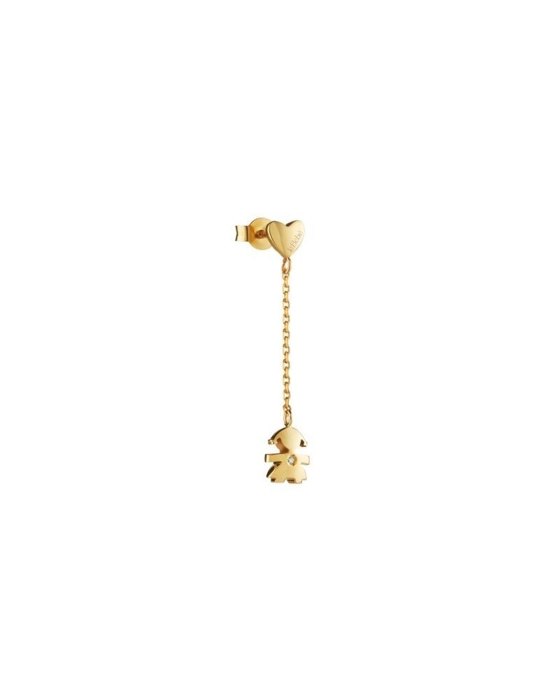 Mono Boucle d'Oreille Le Bebé Les Petits en Or Jaune avec Bébé, Cœur et Diamant