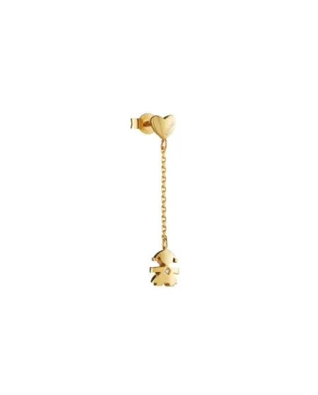 Le Bebé Les Petits Single Earring in Yellow Gold with Baby, Heart and Diamond