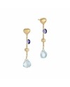 Boucles d'oreilles pendantes Paradise de Marco Bicego en or jaune avec iolites et topazes bleues
