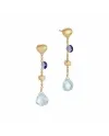 Marco Bicego Paradise Long Drop Earrings in Yellow Gold with Iolites and Blue Topazes