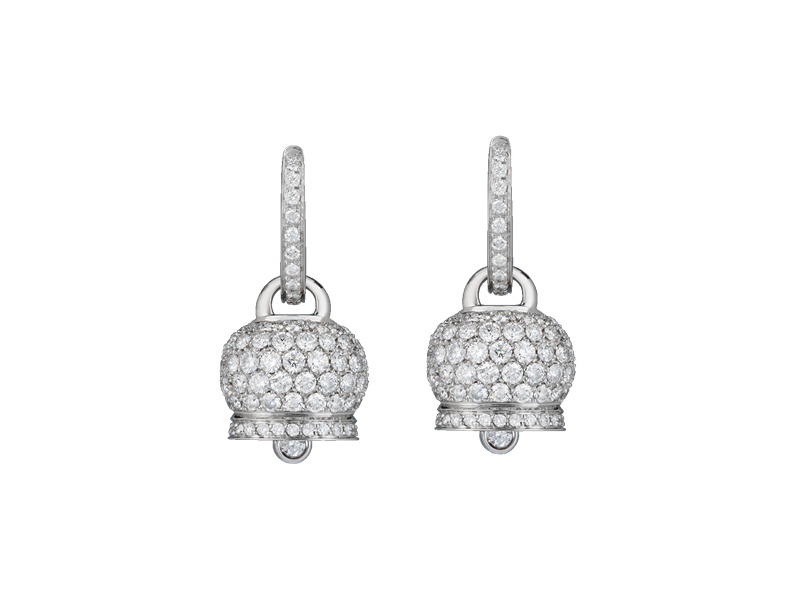 Chantecler Campanella Earrings in White Gold with Diamond Pavè