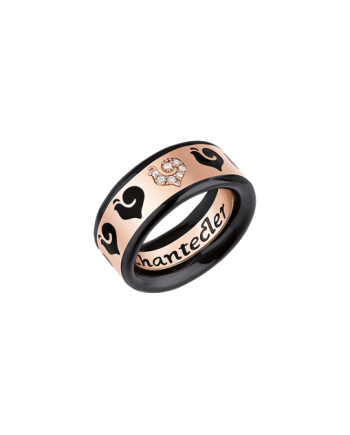 Bague Chantecler Carousèl Band avec pavé de diamants et émail noir