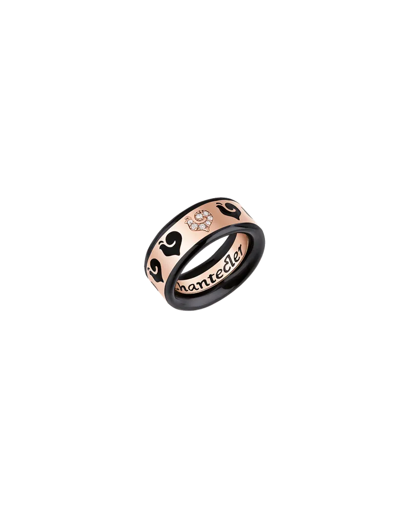 Anello a Fascia Chantecler Carousèl con Pavè di Diamanti e Smalto Nero