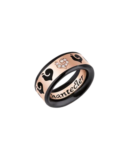 Bague Chantecler Carousèl Band avec pavé de diamants et émail noir