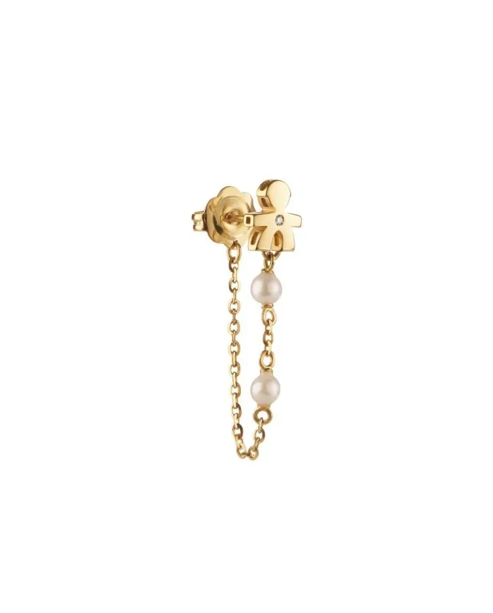 Le Bebé Single Earring in Yellow Gold with Baby, Pearls and Diamond
