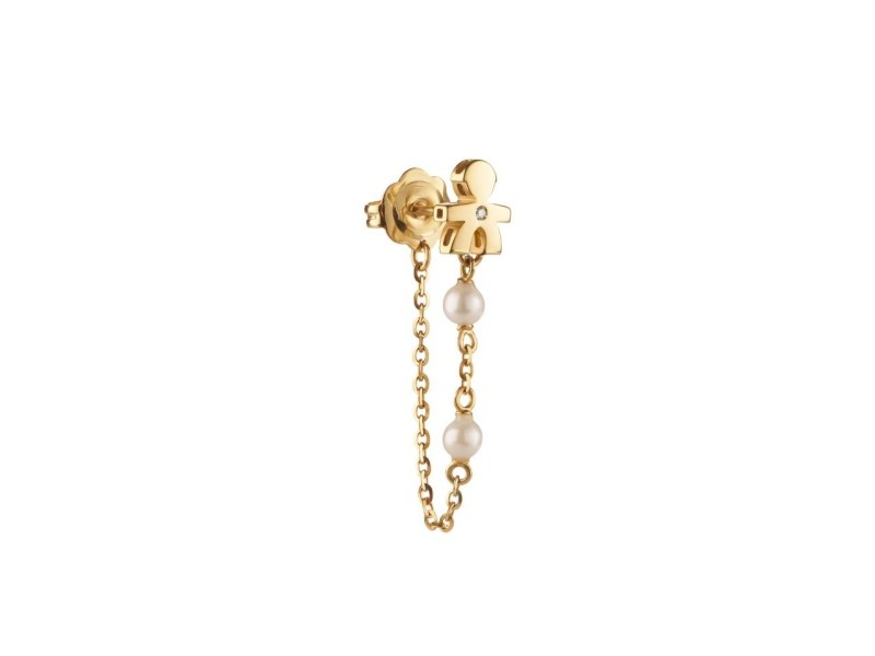 Le Bebé Single Earring in Yellow Gold with Baby, Pearls and Diamond