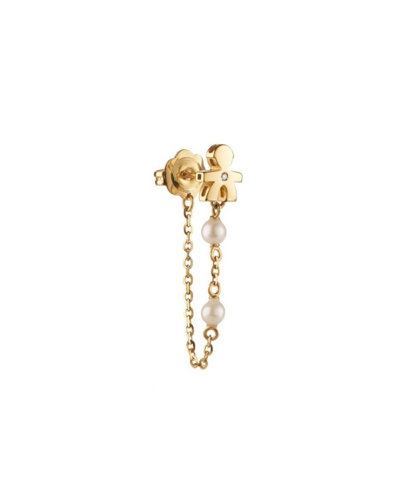 Le Bebé Single Earring in Yellow Gold with Baby, Pearls and Diamond