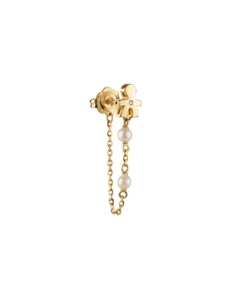 Mono Boucle d'Oreille Le Bebé en Or Jaune avec Bébé, Perles et Diamant