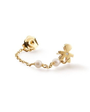 Le Bebé Single Earring in Yellow Gold with Baby, Pearls and Diamond
