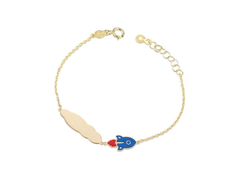 Le Bebè Primegioie Toys Bracelet in Yellow Gold with Cloud and Space Rocket