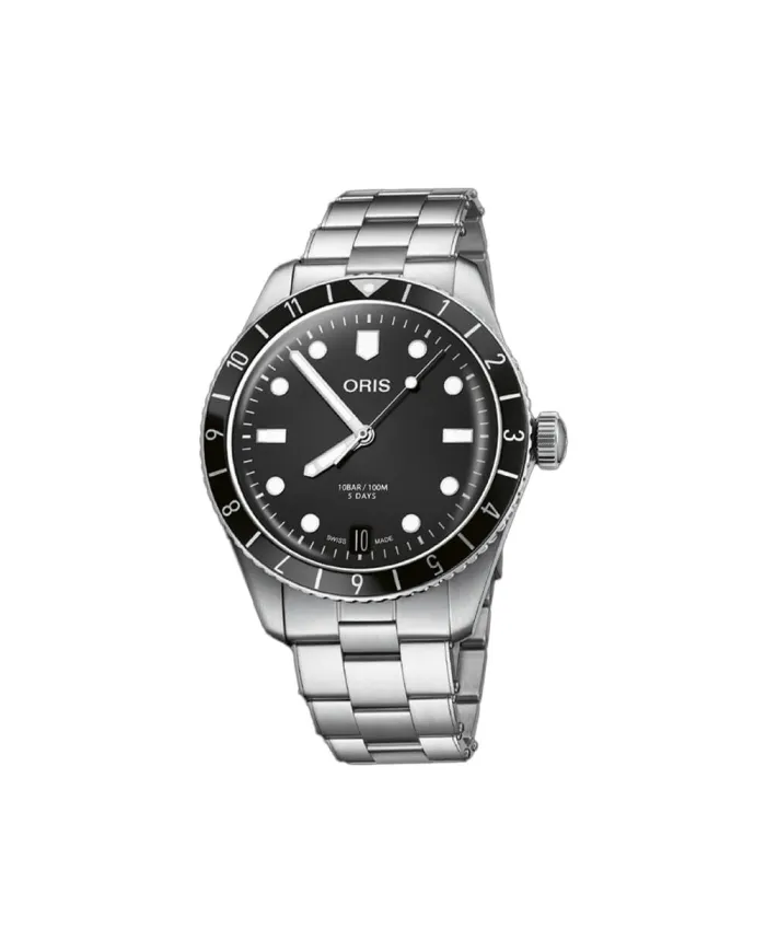 Montre Oris Divers Sixty-Five 12H avec cadran noir et bracelet en acier