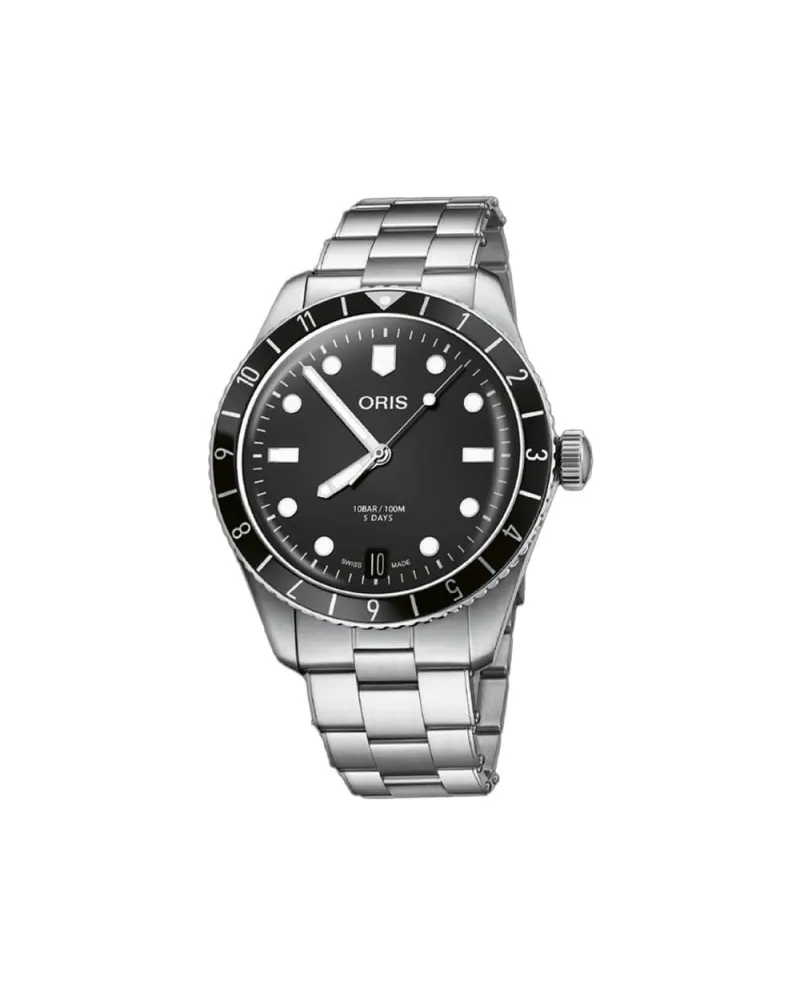 Orologio Oris Divers Sixty-Five 12H con Quadrante Nero e Cinturino in Acciaio
