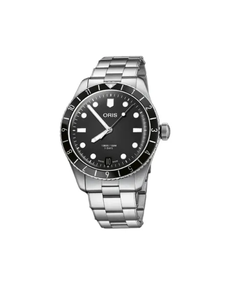 Orologio Oris Divers Sixty-Five 12H con Quadrante Nero e Cinturino in Acciaio